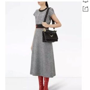 Fendi Kan I Logo Velvet Shoulder Bag - Black In F0kur. Condition is "New